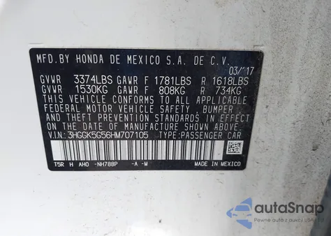 2017 Honda Fit Lx из США, поврежденный, VIN 3HGGK5G56HM707105